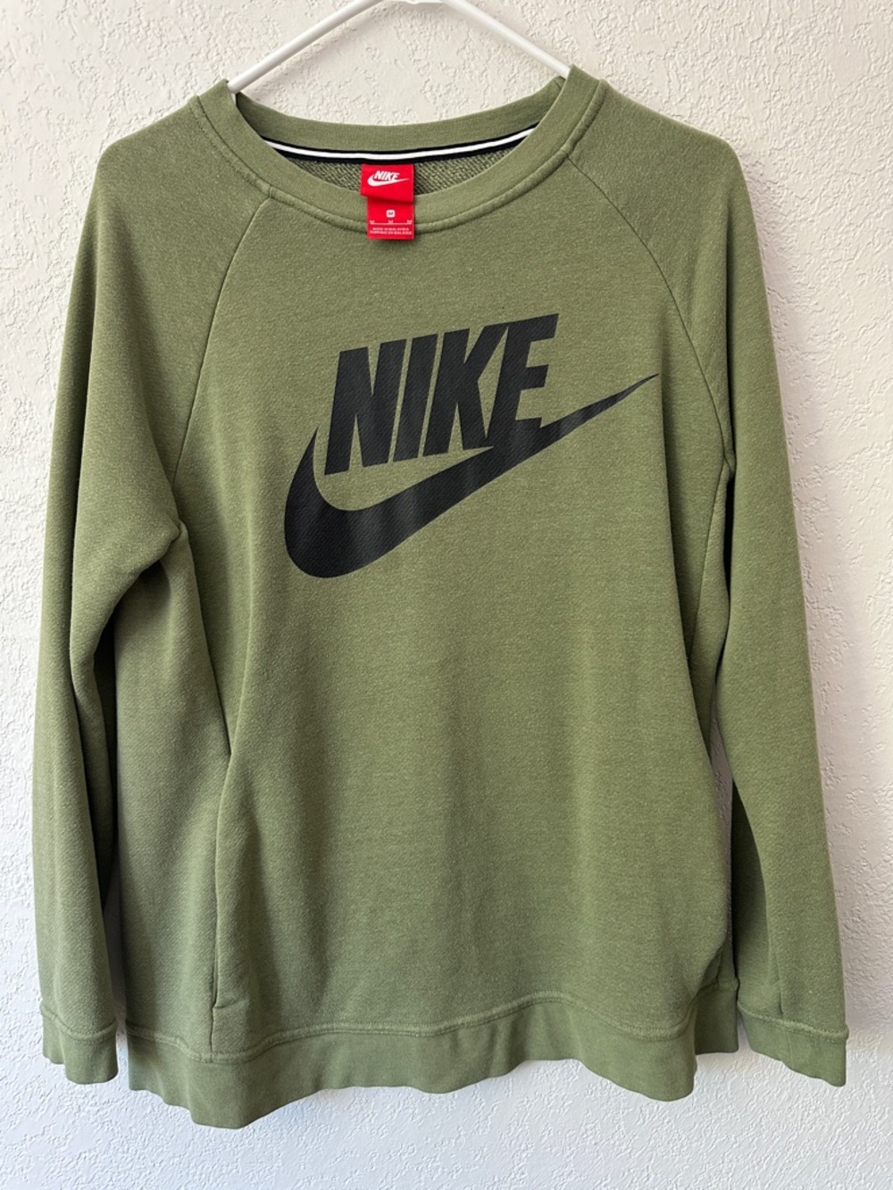 Nike Olive Green Crewneck Sweatshirt with Black Logo